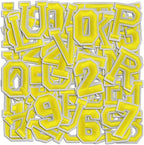 Letter and Number Iron On Patches, A-Z Alphabet and Numbers 0-9 Embroidery Applique Patch, DIY Decorative Heat Press Patches for Clothing Jeans Jackets Backpacks Hats (Yellow 72 Pcs)
