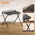Huuger Folding Desk with 3-Level Adjustable Height and Tablet Slot, 24 Inch Foldable Computer Desk for Small Spaces, Space Saving, Study Writing Work Table for Home Office, Bedroom, Study, Black