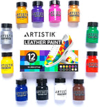 Leather Paint Set with Brushes - 12 x 30ml Acrylic Paints Leather Dye Set for Shoes Bags Boots Sneakers Jackets Car Seat Leather