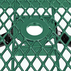 Global Industrial 6’L Rectangular Picnic Table, Expanded Metal, Green Thermoplastic Coating, Attached Benches, 1-1/2” Umbrella Pole Hole, Outdoor-Rated, 1000 lb Capacity, 72” x 30” Tabletop