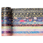 YUBX Skinny Galaxy Washi Tape Set 30 Rolls Gold Foil Decorative Starry Space Masking Tapes for Arts, DIY Crafts, Journals, Planners, Scrapbook, Wrapping