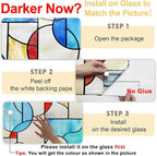 3D Stained Glass Window Privacy Film, Heat Control UV Blocking Static Cling Decorative Window Film for Bathroom,Front Door,Home Non Adhesive,23.6 x 35.4 inches Mondrian Fantasy