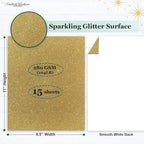 Cardstock Warehouse Diamond Print Inkjet Glitter - Premium Gold Glitter Cardstock Paper – 15 Sheets, 8.5 x 11" - 104 lb/280 GSM for Inkjet Printing, Die-Cutting, Card Making, Crafts, and DIY Projects