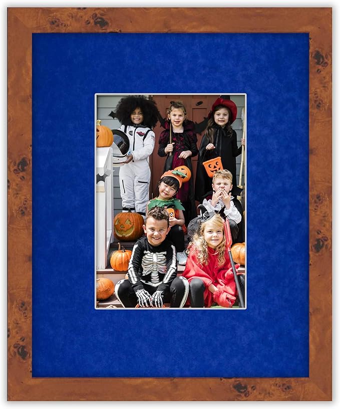 8x10 Mat Bevel Cut for 5.5x8.5 Photos - Acid Free Royal Blue Suede Precut Matboard - For Pictures, Photos, Framing - 4-ply Thickness