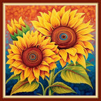 DMCVIVR Stamped Cross Stitch Kits for Adults Beginners Embroidery Kits 11CT Needlepoint Kits Cross Stitch Patterns Embroidery Patterns-Rainbow Sunflower 18x18 inch