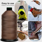 Extra Strong Bonded Nylon Thread #138 Tex135 – 16 OZ, 3000yds, Versatile Stitching Solution for Leather, Upholstery, Canvas Repair and More (Tawny Brown)