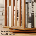 XIMN 360° Rotating Bamboo CD/DVD Shelf - 6-Tier Space-Saving Media Storage Cabinet for Movies, Organizer with Super Compact Design (Walnut, 4 Tier)