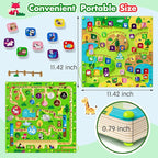 2 in 1 Magnetic Color and Number Maze Magnet Alphabet Counting Double Sided Board Wood Puzzle Fine Motor Skills Montessori Preschool Toys Gifts for Boys and Girls 3-5 Age (Big Zoo, One Size)