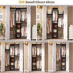 48" Small Closet Organizer, 4FT Small Closet System with 4 Closet Rods & 3 Shelves, 80"H Small Closet Organizers and Storage for Small Bedooms, Cloakrooms, Laundry Rooms, Black