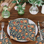 Quera 50 Pack William Morris Cocktail Napkins Vintage Floral Blue Paper Napkins Disposable Dessert Dinner Baby Shower Party Supplies Napkins Decorative -5 X 5 Inches