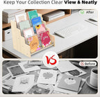 4-Tier Wooden Greeting Card Display Stand, Acrylic Brochure Holder for Retail Counter, Craft Fairs Photo Picture Postcard Organizer Rack, Space-Saving Desktop Display