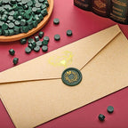 Yoption 360Pcs Olive Green Sealing Wax Beads, Hexagon Wax Seal Beads with 4Pcs Tea Candles and 2 Spoons for Wedding, Christmas, Gift, Envelopes