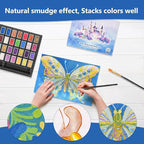 Mini Glitter Watercolor Paint Set with Paper, 36 Colors Shimmer Metallic Watercolour Painting Sets, Solid Pearl Water Color Paints for Adult, Kids, 1ml Trial Package(3ml 36 Colors)