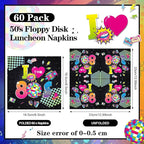 60 Pcs 80s Cocktail Paper Napkins 6.5 x 6.5 Inches Disposable Paper Napkins Dessert Beverage Napkin for Decoupage Luncheon Napkin for Party Wedding Birthday Party