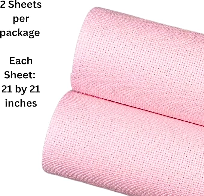 2 Sheets of Pink 14 Count Aida Cloth – 21 x 21 Inch Pre-Cut Fabric Squares – Cross Stitch Fabric – 100% Cotton – Ideal for Needlework & Embroidery – The Knotty Unicorn