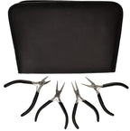 The Beadsmith Slim Line Pliers Set – Extra Fine Tips – 4.5 Inches, 4-Pieces: Round Nose, Chain Nose, Flat Nose & Semi-flush Side Cutter – Leatherette Carrying Case Included – Tools for Jewelry Making