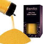 Renfio Iridescent Ultra Fine Glitter Powder Resin Supplies Glitters 1.94 Oz (55g) PET Flake Crafts Sequins 1/128" 0.008" 0.2mm Epoxy Chips Flakes for Tumblers Slime Olympic Decorations - Yellow