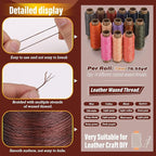 0.55 mm Round Waxed Thread, 14 Colors 76 Yards Spool Wax Coated String, Leather Sewing Waxed Thread for Sewing, Stitching, Beading, Braiding, Bracelet, Bookbinding