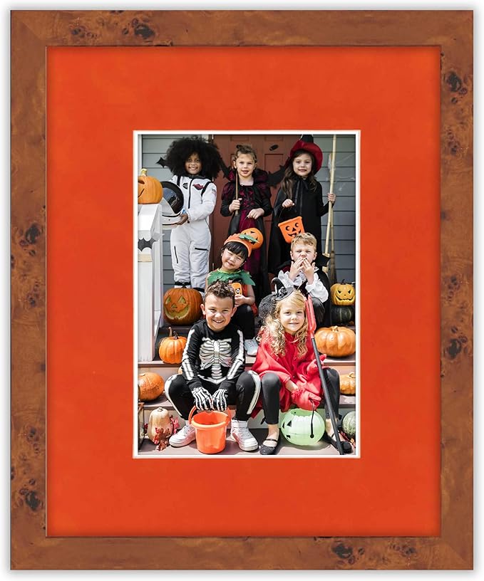 Pack of TEN 8x10 Mats Bevel Cut for 5x8 Photos - Acid Free Orange Suede Precut Matboards For Pictures, Photos, Framing - 4-ply Thickness