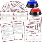 4th of July Friendly Feud Game with 2 Answer Buzzers, Independence Day Feud Cards for Family Game Night Fun Trivia Quiz for Party Office Class Groups Team Building (Red White Blue, Patriotic)