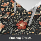 Morebes Washable 8x10 Area Rugs for Living Room Non Slip, Boho Botanical Soft Birds Bug Moody Rugs for Bedroom, Ultra-Thin Floral Flower Throw Carpet for Classroom Home Office Dorm Room, Black/Multi