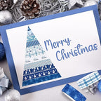 Whaline 12 Rolls Winter Washi Tape Blue White Snowflake Snowman Holiday Masking Tape Xmas Tree Reindeer Assorted Pattern Washi Tape for Scrapbook Journal DIY Craft Gift Wrapping Party Decor