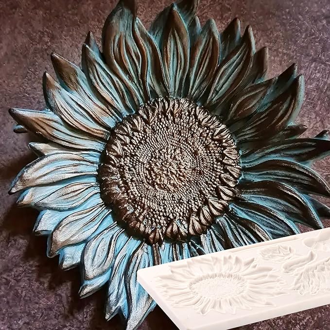 Oversized Sunflower Silicone Mold Leaves Cake Decoration Fondant Mold for Wedding,Birthday Party Cupcake Topper Chocolate Candy Cookies Mousse DIY Gypsum Soap UV Resin Polymer Clay Crafts