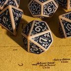 7-Die DND Dice Set New Pattern Polyhedral Dice Set with Leather Bag D&D Die for RPG Table Games(Brown Black)