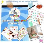 Washable Stamp Pads for Kids Arts and Crafts Jumbo Non-Toxic Ink with Wooden Stamps, Drawing Pad, Marker and Ink Refills