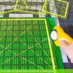 Quilting Rulers, Acrylic Quilt Ruler,4 Square Fabric Cutting Ruler (4.5"X4.5", 6"X6", 9.5"X9.5", 12.5"X12.5"), Quilting Templates with Non Slip Rings. (Yellow)