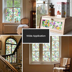 3D Stained Glass Window Film, Decorative Window Privacy Film for Bathroom,Front Door,Home, Sun Blocking Heat Control,Static Cling, Viola Tricolor 23.6inch x 35.4inch