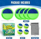 Toss and Catch Ball Set, Pool Beach Outdoor Toys Games for Kids Ages 4-8-12, 4 Paddles 4 Balls and Storage Bag, Summer Yard Outdoor Game for Adult Family, Birthday Easter Gift for Kids