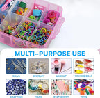 Bins & Things Bead Organizer with Adjustable Compartments - Durable Toy Organizers and Storage Solution for Dolls, Crafts, Mini Toy Figures, Jewelry and Beads - 4 Tier, 40 Compartments, Pink