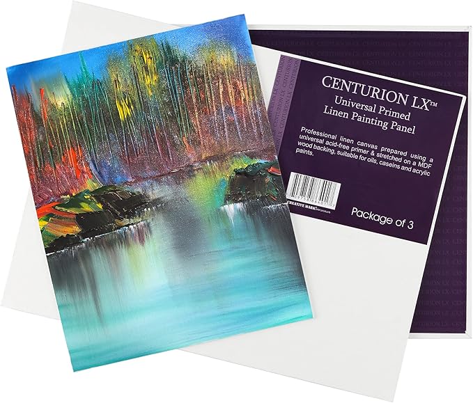 Centurion All-Media Primed Linen Panels - 4x6 3 Pack - 11oz Universal Primed Canvas Boards for Painting, Mounted on MDF Wood, Non-Warping, Ideal for Artists, Professionals, and Painters