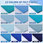 XSEINO 13 Rolls 8"x35" 1.4mm Thick Soft Felt Fabric Sheet 13 Assorted Blue Series Colors Felt Pack Pastel Felt Sheets for DIY Craft Sewing Squares Nonwoven Patchwork