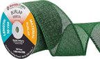 Mandala Crafts Green Burlap Ribbon 2.5 Inches Wide Jute Ribbons for Crafts - 20 Yds Roll Rustic Burlap Wrap Trim Ribbons for Wreaths Bows Wedding Party Decoration