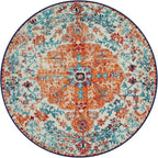 Lahome Bohemian Floral Medallion Round Rug - 6Ft Soft Rug for Living Room Washable Rug for Dining Room, Vintage Faux Wool Non Slip Cute Table Throw Carpet for Coffee Table Nursery Guest Room