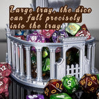 DND Dice Tower with Tray for Role Playing Game,Dungeons and Dragons,D&D,TRPG,7PCS Dice Included,Perfect Ancient Roman Castle Theme Dice Rolling Tower (Classic Grey Color)