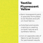 Jacquard Textile Color Fluorescent Yellow - Permanent Fabric Paint for Clothes, Furniture Upholstery, Shoes or Tote Bags – Indoor & Outdoor Fabric Paint – 8 Oz Jar, Upholstery Fabric Paint