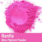 Renfio 100g Mica Powder Pigment, Metallic Natural Dye Mineral Pearl Shimmer Epoxy Resin Dye for Painting Soap Making Slime Bath Bombs 3.5 Oz - Rose Red