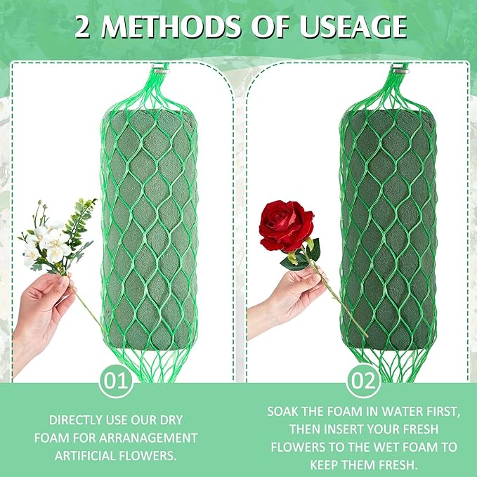 42 Pcs Floral Foam Garland 27.6ft Absorption Flower Holder Plant Foam Flower Green Sponge Foam for Wedding Arch Door Tabletop Decoration Arrangement Home Garden Craft