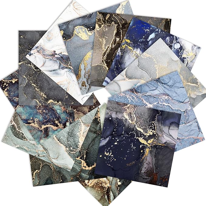 Marbled Scrapbook Paper Pad Color Marble Patterned Paper 6×6,24 Sheets Single-Sided Scrapbooking CardStock Papers Pad for Holiday Cardmaking DIY Origami Journaling.
