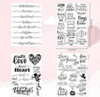 Whaline 4 Sheet Valentine's Day Words Clear Stamps Love Heart Silicone Transparent Stamps Border Stamp Cards for DIY Craft Card Making Scrapbooking Embossing Album Decor