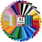 guangyintong HTV Heat Transfer Vinyl Bundle, 41 Pack 12" x 10" Iron on Vinyl for T-Shirt 31 Assorted Colors Clossy and Glitter HTV Vinyl for All Cutting Machine Easy to Cut & Weed