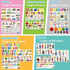 PENGFULL 5 Felt Learning Pieces Set,Alphabet Letters Fruits and Vegetables Numbers Community Helpers Transportation Learning Pieces,for Felt Flannel Board, for Toddlers Kindergarten Preschool