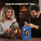 LED 3D Puzzle Magic Station Book Nook Kit - Interactive 3D Wood Puzzle LED Magical Miniature with Infinite Extension Space - DIY Bookshelf Insert Decor Gifts