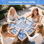 Mahjong Mat for Table 33x33 Inch, No-Crease, Anti-Slip, Noise-Reducing American Mahjong Mat, Mahjong Table Mat with Carry Bag,Neoprene Mahjong Mat for Poker, Card, Board(Blue)