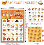 Thanksgiving Bingo Game Cards, Autumn Party Games, 24 Players Thanksgiving Bingo Games for Teens Adults, Thanksgivings Game Supplies for Family Classroom