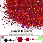 Ceya Holographic Chunky Glitter, 4.9oz/ 140g Wine Red Craft Glitter Powder Mixed Fine Flakes Iridescent Nail Sequins for Nail Art, Hair, Epoxy Resin, Tumblers, Slime, Painting, Festival Decor