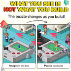 Odd Pieces Jigsaw Puzzles 1000 Pieces - Magic Mystery Story Secret Ending Puzzle - Perfect Game Night for Adults & Kids - Pixel Art Gamer Movie TV Show Superhero Theme (Glitch)